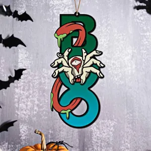 Halloween Holz Hängeschild gruselig BOO Türschild Party Deko Festival Wanddekoration Requisite