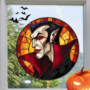 Halloween Vampir Buntglas Fensteraufkleber Gothic Dracula Hängend Dekor Party Requisite