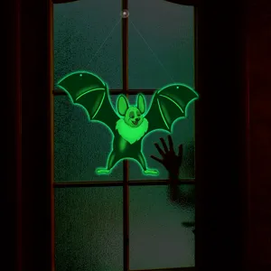 Halloween hanging luminous bat wall sticker glowing spooky window decoration for party decor.