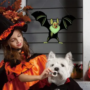 Halloween hanging luminous bat wall sticker for spooky holiday party and home decor