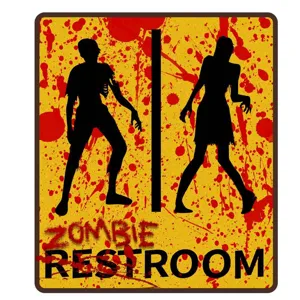 Halloween Zombie WC Wandaufkleber blutiges lustiges Horror Schild Dekor fuer Badezimmer Party.