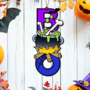 Halloween Holz BOO Hängeschild doppelschichtige Tür Wand Dekoration Party Requisite