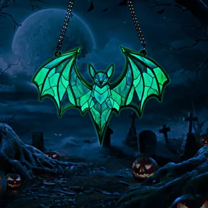 Halloween fluorescent acrylic bat hanging pendant wall decoration for holiday party home decor