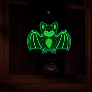 Halloween glowing bat window hanging decoration with luminous design for spooky party home decor.