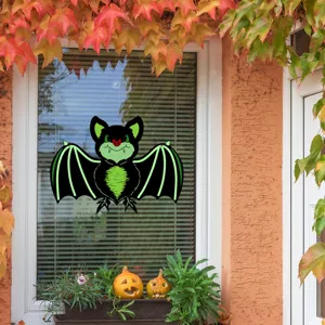 Halloween hanging luminous bat window sticker, glow in the dark spooky home decor for party.