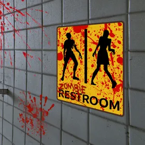 Halloween Zombie Toiletten Wandaufkleber blutiges Warnschild gruselige Party Dekoration.