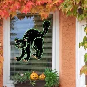 Halloween hanging black cat decoration window sticker glowing luminous festival party decor