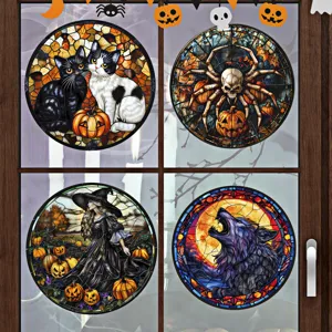 Halloween bunte Fensteraufkleber statische Glasaufkleber fur festliche Heimdekoration