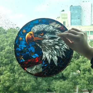 Adler Buntglas Fensteraufkleber statische Dekoration Folie amerikanische Flagge Motiv