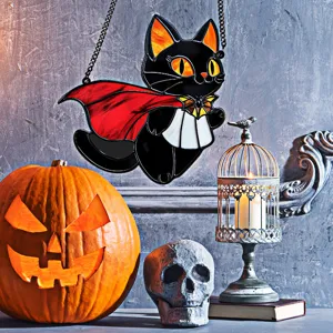 Halloween black cat hanging ornament acrylic pendant wall decor holiday party props