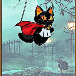 Halloween black cat vampire acrylic hanging ornament wall decor spooky party prop spooky gift
