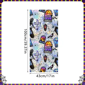 Halloween stained glass window sticker gothic crow gravestone static cling film decor 100x43cm