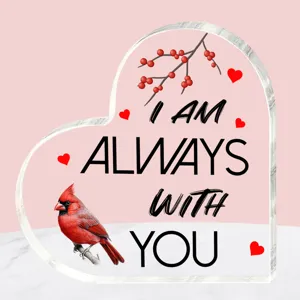 Mooi valentijn hart acryl ornament kardinaal vogel I am always with you decoratie