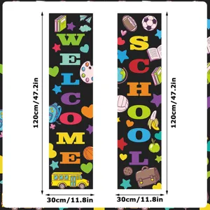 Welcome back to school hanging banner decoration classroom chalkboard bulletin board banner 2pcs