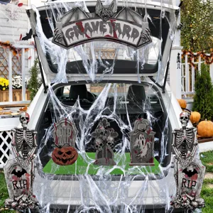 Halloween car trunk decoration set skeleton tombstones spider web Halloween party decor