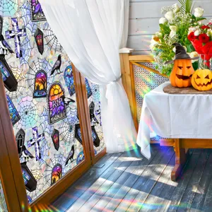 Halloween window sticker static cling stained glass film for home holiday party decor