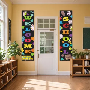 Back to school hanging banners classroom door decoration welcome school vertical banners set