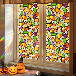 Halloween window film static cling stained glass decorative sticker for home holiday party decor