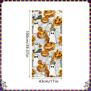 Halloween window glass sticker, removable electrostatic film with pumpkin and ghost pattern for holiday decor.