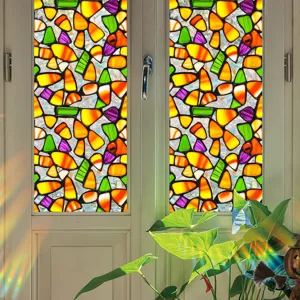 Halloween stained glass window sticker decorative privacy film static cling for glass doors