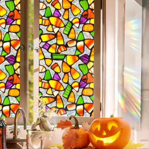 Halloween window privacy film decorative stained glass sticker for home party decor