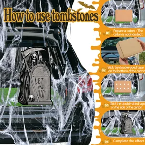 Halloween car trunk decoration skeleton tombstone spider web spooky outdoor party props set