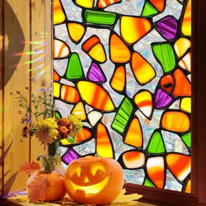 Halloween window glass sticker static cling colorful decorative film for home holiday party.