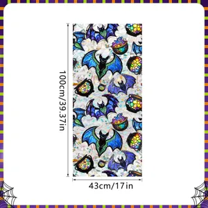 Halloween stained glass window sticker bats and cauldrons static cling film 100x43cm