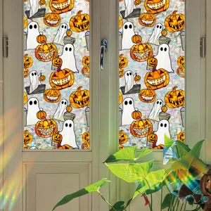 Halloween window sticker electrostatic stained glass pumpkin ghost home decor glass film decal