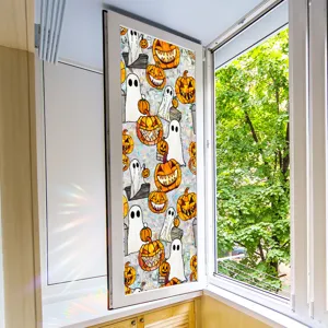 Halloween window film static cling pumpkin ghost glass sticker for home holiday party decor.