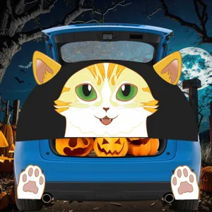 Halloween kat auto kofferbak hoes PVC stof sticker grappige voertuigdecoratie voor feest.