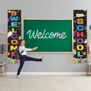 Back to school banner classroom decoration set, welcome school hanging flags for bulletin board bulletin.