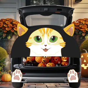 Halloween kat auto kofferbak sticker PVC stof garage deur cover vakantie feest decoratie
