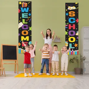 Welcome school decoration vertical banners for classroom back to school party classroom wall decor