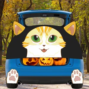 Halloween kat auto kofferbak sticker PVC stof waterdicht herfst buiten feest decoratie