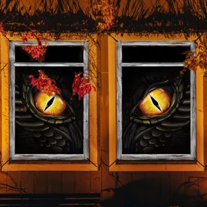 Αυτοκόλλητο παραθύρου τέρατος τρόμου Halloween, τρομακτικά σκηνικά ψεύτικου παραθύρου για πάρτι.