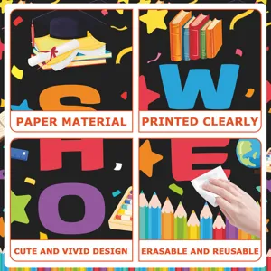 Classroom bulletin board decoration set, colorful back to school banner with reusable paper.