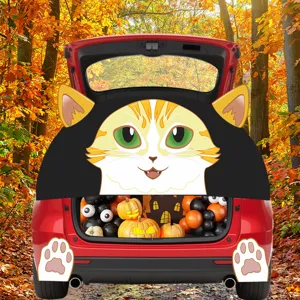 Halloween kat auto kofferbak sticker PVC stof garage deur decoratie feestbenodigdheden
