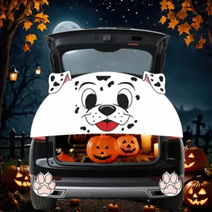 Halloween auto achterbak sticker, schattige hondengezicht PVC doek banner voor feest.