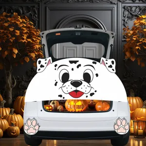 Halloween autokofferbak decoratie sticker met schattige dalmatische hond gezicht en poten.