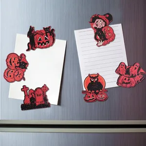 Halloween wooden magnetic fridge stickers vintage ghost cat pumpkin cute decor for kitchen