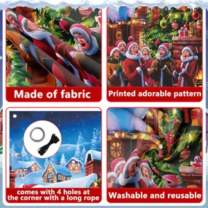 Weihnachtsstoff Banner Türvorhang Winter Party Hängende Dekoration mit Seil und Ösen