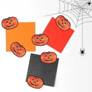 Halloween wooden magnetic pumpkin bookmark fridge sticker holiday party decoration detail view