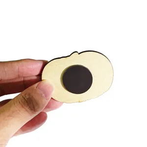 Wooden fridge magnet with magnetic backing, durable kitchen holiday decoration item.