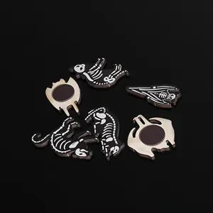 Halloween wooden magnetic fridge stickers featuring cute ghost cat skeleton holiday decor.