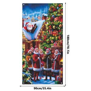 Weihnachten Türbanner Hängend Dekoration Winter Schnee Szene Party Deko Wandbanner 180x90cm