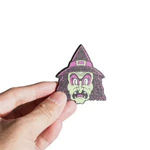 Halloween wooden magnetic fridge magnet retro witch design kitchen decoration item