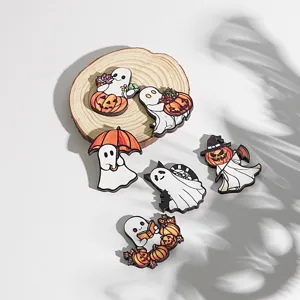 Wooden Halloween ghost fridge magnets cute pumpkin cat magnetic stickers for home kitchen decor