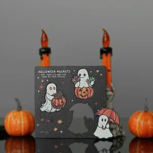 Halloween wooden magnetic fridge sticker cute ghost decor spooky kitchen home decoration