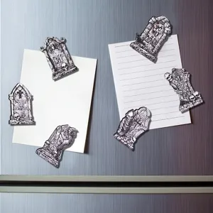 Halloween spooky tombstone wooden magnetic fridge stickers for holiday kitchen and home decor.